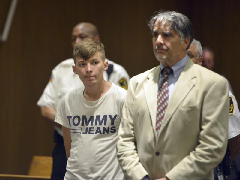 Volodymyr Zhukovskyy, 23, stands with his attorney, Donald Frank, during a court session on Monday in Springfield, Mass. He has pleaded not guilty to seven counts of negligent homicide in connection with a crash that killed seven motorcyclists in New Hamp Volodymyr Zhukovskyy, 23, stands with his attorney, Donald Frank, during a court session on Monday in Springfield, Mass. He has pleaded not guilty to seven counts of negligent homicide in connection with a crash that killed seven motorcyclists in New Hamp