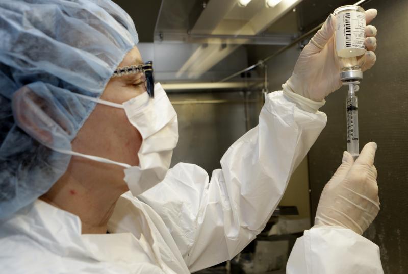 Pharmacy technician Peggy Gillespie fills a syringe with an antibiotic at ProMedica Toledo Hospital in Toledo, Ohio, in January. Pharmacy technician Peggy Gillespie fills a syringe with an antibiotic at ProMedica Toledo Hospital in Toledo, Ohio, in January.
