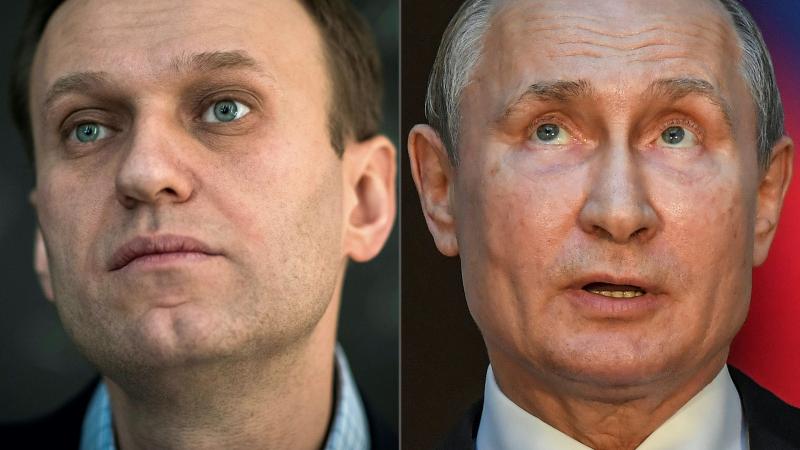 The European Union is placing punitive sanctions on Russian officials with close ties to Russian President Vladimir Putin over the poisoning of opposition leader Alexei Navalny (left). The European Union is placing punitive sanctions on Russian officials with close ties to Russian President Vladimir Putin over the poisoning of opposition leader Alexei Navalny (left).