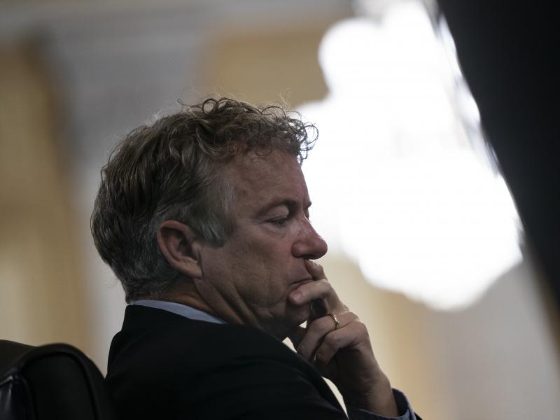 Sen. Rand Paul of Kentucky, seen here during a confirmation hearing last week, argues a Senate impeachment trial for former President Donald Trump is unconstitutional because he's no longer in office. Sen. Rand Paul of Kentucky, seen here during a confirmation hearing last week, argues a Senate impeachment trial for former President Donald Trump is unconstitutional because he's no longer in office.