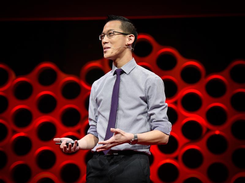 Eddie Woo on the TED stage. Eddie Woo on the TED stage.