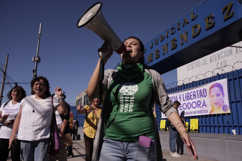Protesters in San Salvador, on Dec. 13, 2017, demand El Salvador's government free women prisoners serving 30-year sentences for having an abortion. Protesters in San Salvador, on Dec. 13, 2017, demand El Salvador's government free women prisoners serving 30-year sentences for having an abortion.