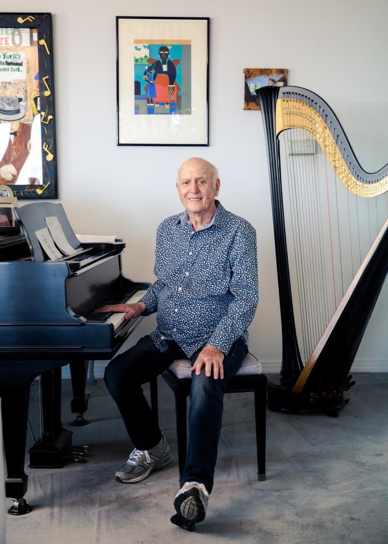 Mike Stoller, 89, the songwriter and producer who, with his producing partner, wrote many of Elvis's biggest songs, poses for a portrait at his home in Los Angeles, CA. Mike Stoller, 89, the songwriter and producer who, with his producing partner, wrote many of Elvis's biggest songs, poses for a portrait at his home in Los Angeles, CA.