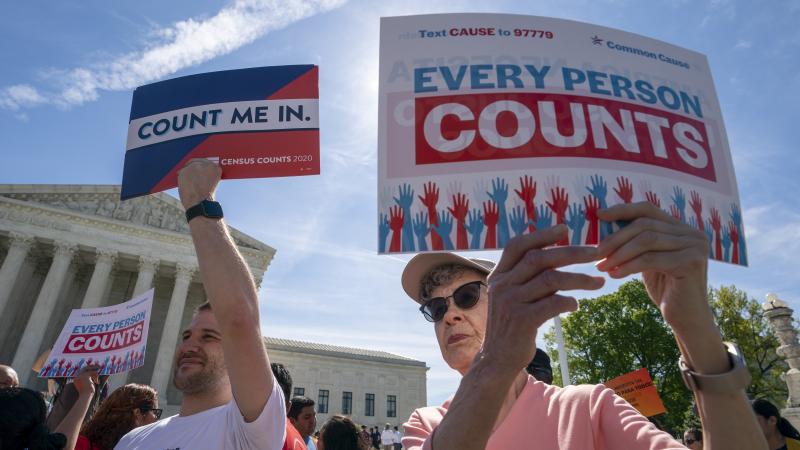 Demonstrators rally outside the Supreme Court in April as the justices hear arguments over the Trump administration's plan to add a citizenship question to 2020 census forms. Demonstrators rally outside the Supreme Court in April as the justices hear arguments over the Trump administration's plan to add a citizenship question to 2020 census forms.