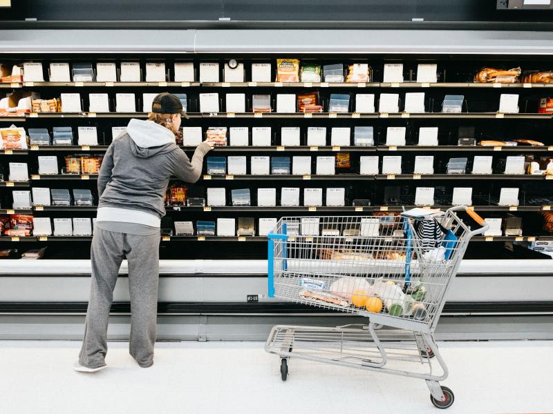A person shops in front of the empty shelves in the deli section of a Walmart Supercenter in Nashville on Saturday. A person shops in front of the empty shelves in the deli section of a Walmart Supercenter in Nashville on Saturday.