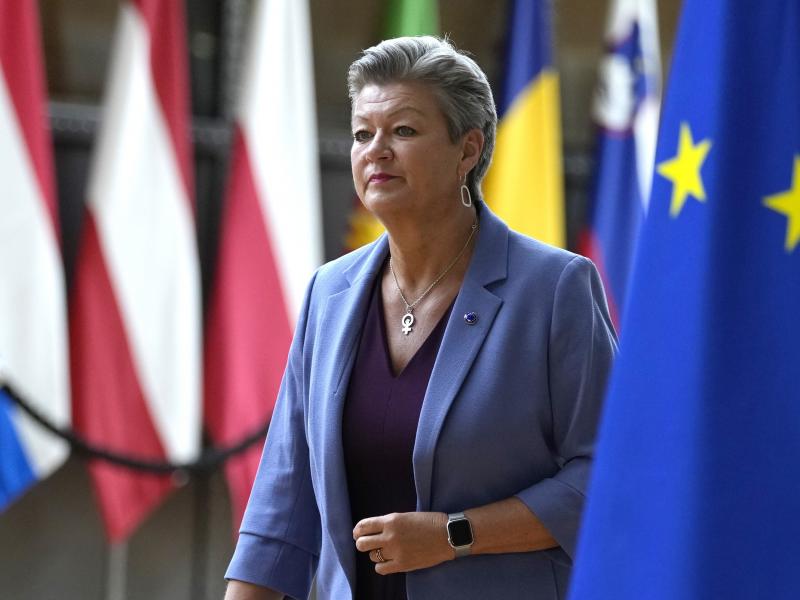 European Commissioner for Home Affairs Ylva Johansson arrives for a meeting at the European Council building in Brussels, Tuesday, Aug. 31, 2021. European Commissioner for Home Affairs Ylva Johansson arrives for a meeting at the European Council building in Brussels, Tuesday, Aug. 31, 2021.