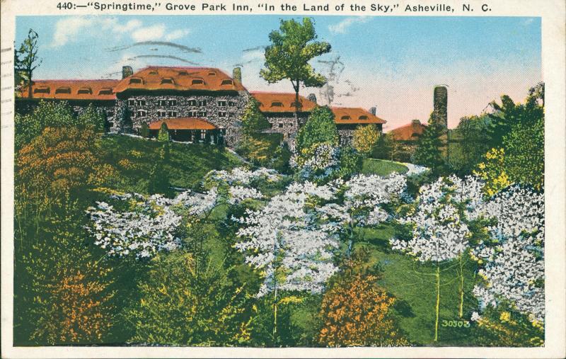 An archival postcard of the Grove Park Inn in Asheville, N.C., where much of the novel Even As We Breathe is set. An archival postcard of the Grove Park Inn in Asheville, N.C., where much of the novel Even As We Breathe is set.