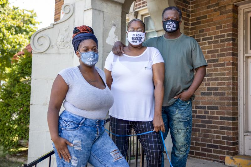 Heavenly Pettigrew, left, and her parents Stephanie and Robert outside their two-bedroom rental apartment in Milwaukee. Without assistance from the nonprofit Community Advocates, the family likely would have faced eviction after the pandemic forced Robert Heavenly Pettigrew, left, and her parents Stephanie and Robert outside their two-bedroom rental apartment in Milwaukee. Without assistance from the nonprofit Community Advocates, the family likely would have faced eviction after the pandemic forced Robert