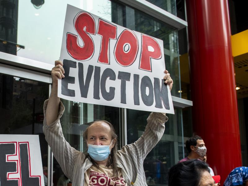 Housing advocates pushing for stronger evictions protections in New York in August, the same month the U.S. Supreme Court struck down a federal eviction moratorium from the CDC. In the wake of that decision, evictions are now rising in parts of the countr Housing advocates pushing for stronger evictions protections in New York in August, the same month the U.S. Supreme Court struck down a federal eviction moratorium from the CDC. In the wake of that decision, evictions are now rising in parts of the countr