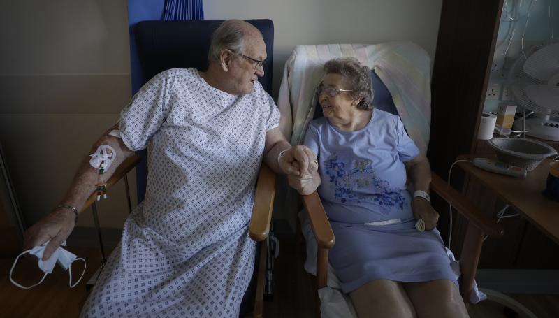 English coronavirus patients George Gilbert, 85, and his wife, Domneva Gilbert, 84, were part of a clinical trial that included Eli Lilly & Co.'s baricitinib. English coronavirus patients George Gilbert, 85, and his wife, Domneva Gilbert, 84, were part of a clinical trial that included Eli Lilly & Co.'s baricitinib.