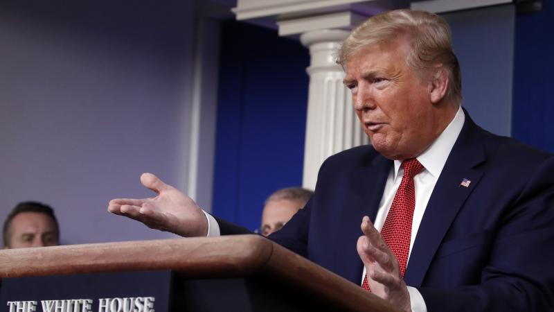 President Trump speaks about the coronavirus in the White House briefing room Wednesday. President Trump speaks about the coronavirus in the White House briefing room Wednesday.