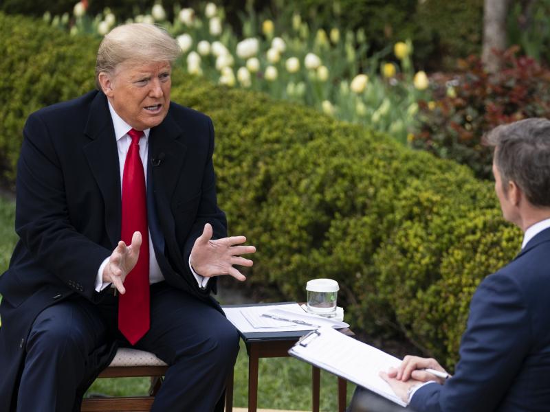 President Donald Trump talks with host Bill Hemmer Tuesday during a Fox News virtual town hall with members of the coronavirus task force at the White House. President Donald Trump talks with host Bill Hemmer Tuesday during a Fox News virtual town hall with members of the coronavirus task force at the White House.