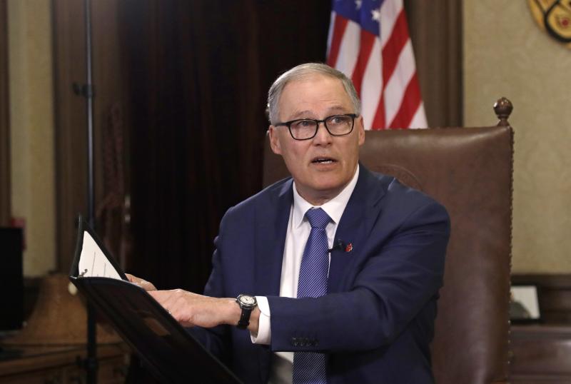 Gov. Jay Inslee squared off with President Trump during a call between the president and governors on the coronavirus coordination efforts. Gov. Jay Inslee squared off with President Trump during a call between the president and governors on the coronavirus coordination efforts.