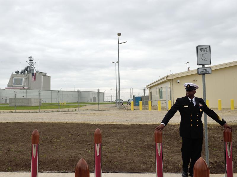 A U.S. Navy petty officer stands watch ahead of a ceremony inaugurating the U.S. anti-missile station Aegis Ashore Romania at Deveselu, Romania, in 2016. The station is part of NATO's anti-missile shield for Europe. A U.S. Navy petty officer stands watch ahead of a ceremony inaugurating the U.S. anti-missile station Aegis Ashore Romania at Deveselu, Romania, in 2016. The station is part of NATO's anti-missile shield for Europe.
