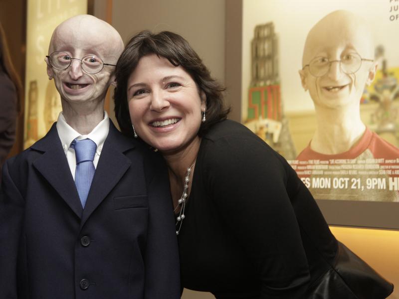 Sam Berns and Audrey Gordon, executive director of The Progeria Research Foundation and Berns's aunt, attend The New York Premiere Of HBO's "Life According To Sam" on October 8, 2013 in New York City. Sam Berns and Audrey Gordon, executive director of The Progeria Research Foundation and Berns's aunt, attend The New York Premiere Of HBO's "Life According To Sam" on October 8, 2013 in New York City.