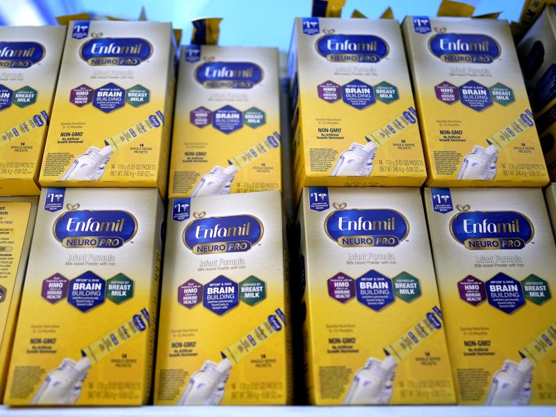 Infant formula made by a subsidiary of Reckitt is stacked on a table during a baby formula drive to help with the shortage on Saturday in Houston. The FDA announced a preliminary agreement with Abbott, a competitor, to restart production at a Michigan fac Infant formula made by a subsidiary of Reckitt is stacked on a table during a baby formula drive to help with the shortage on Saturday in Houston. The FDA announced a preliminary agreement with Abbott, a competitor, to restart production at a Michigan fac