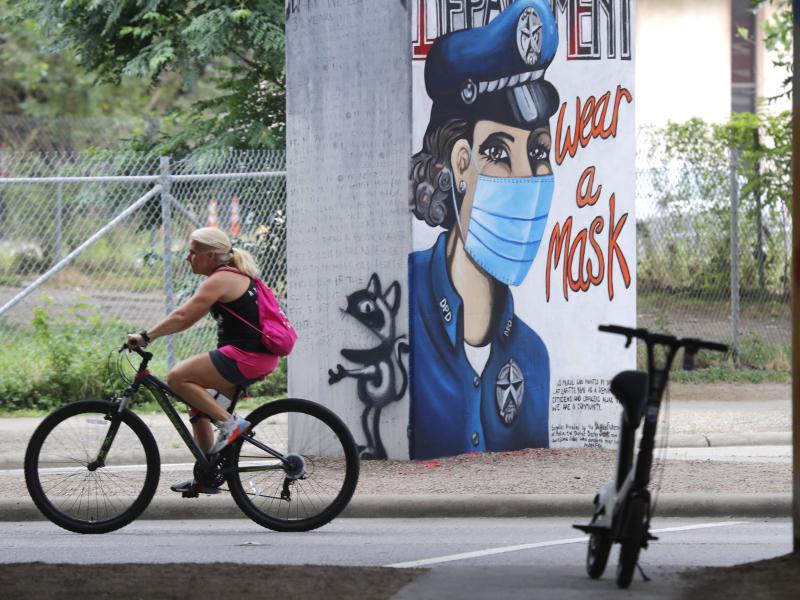 The guidance on this mural in Dallas will apply to most counties in Texas starting Friday, when a new face covering requirement takes effect. The guidance on this mural in Dallas will apply to most counties in Texas starting Friday, when a new face covering requirement takes effect.