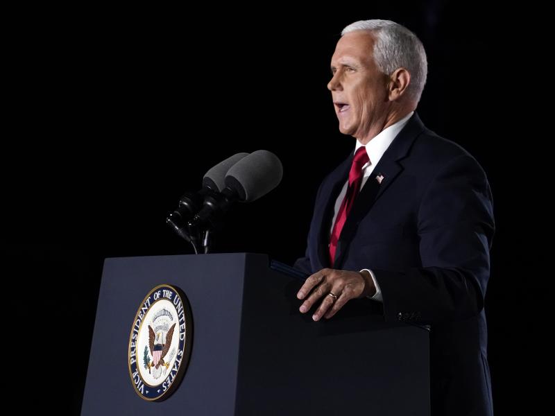 Vice President Pence speaks on the third day of the Republican National Convention at Fort McHenry National Monument and Historic Shrine in Baltimore. Vice President Pence speaks on the third day of the Republican National Convention at Fort McHenry National Monument and Historic Shrine in Baltimore.