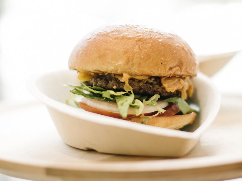 A Creator Burger fresh out of the robot that toasted the buns, sliced the produce, shredded the cheese, and cooked the beef. A Creator Burger fresh out of the robot that toasted the buns, sliced the produce, shredded the cheese, and cooked the beef.