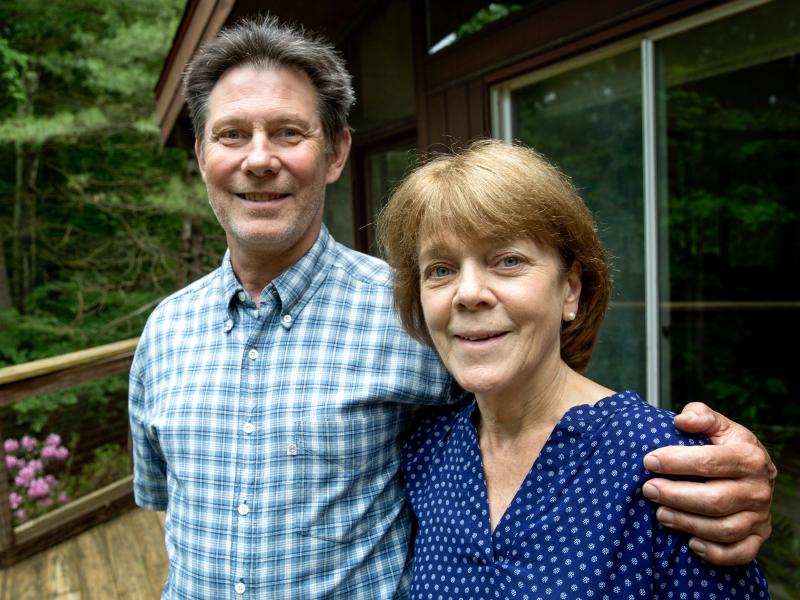 Bea and Doug Duncan outside their home in Natick, Mass. The coaching they got from the Community Reinforcement and Family Training program, they say, gave them tools to help their son Jeff stick to his recovery from drug use. He's 28 now and has been sobe Bea and Doug Duncan outside their home in Natick, Mass. The coaching they got from the Community Reinforcement and Family Training program, they say, gave them tools to help their son Jeff stick to his recovery from drug use. He's 28 now and has been sobe