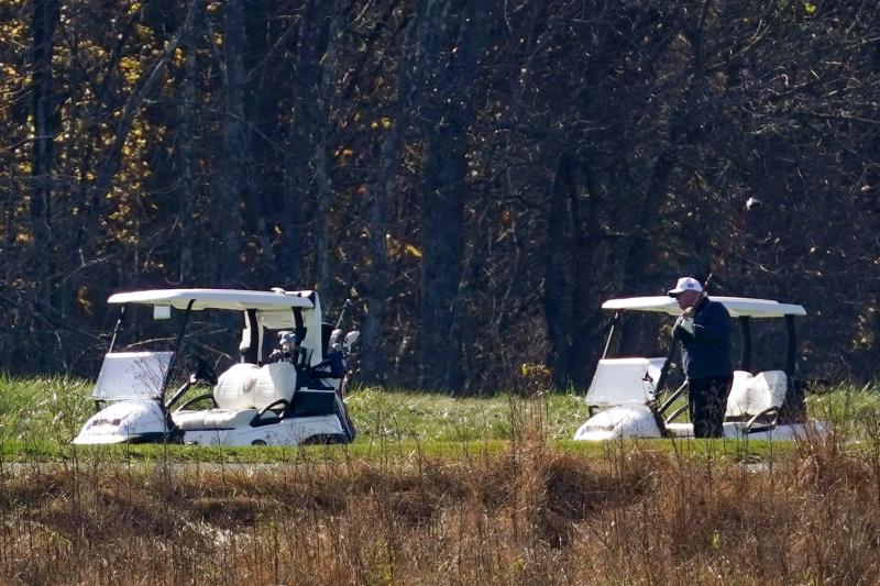 President Trump plays golf at the Trump National Golf Course on Saturday in Sterling, Va. President Trump plays golf at the Trump National Golf Course on Saturday in Sterling, Va.