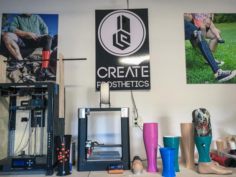 Create Prosthetics' 3-D printers give anyone in the world access to a design operation in Lake Placid, N.Y., that, for $500, creates a personalized cover for a prosthetic device. Create Prosthetics' 3-D printers give anyone in the world access to a design operation in Lake Placid, N.Y., that, for $500, creates a personalized cover for a prosthetic device.