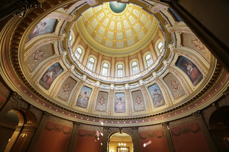 A 2015 photo of the interior of the statehouse dome in Lansing, Mich. A federal court has ruled that the state's congressional map and some state legislative districts were unfairly gerrymandered to benefit Republicans. A 2015 photo of the interior of the statehouse dome in Lansing, Mich. A federal court has ruled that the state's congressional map and some state legislative districts were unfairly gerrymandered to benefit Republicans.