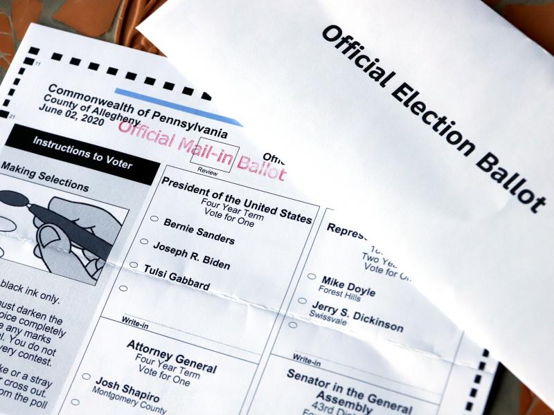 This May 26 photo shows an official Democratic primary mail-in ballot and secrecy envelope for the Pennsylvania primary in Pittsburgh. This May 26 photo shows an official Democratic primary mail-in ballot and secrecy envelope for the Pennsylvania primary in Pittsburgh.