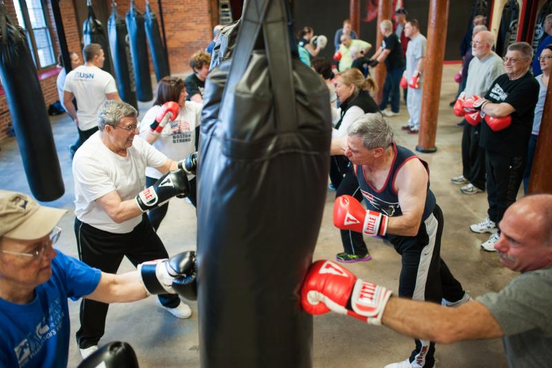 Participants in a boxing class designed specifically for people with Parkinson's disease at Fight 2 Fitness gym in Pawtucket, R.I. Participants in a boxing class designed specifically for people with Parkinson's disease at Fight 2 Fitness gym in Pawtucket, R.I.