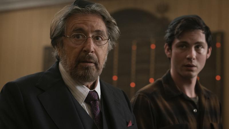Yes, Al Pacino (seen here with Logan Lerman) is in Hunters, Amazon's new show about a band of Nazi hunters in the 1970s, but he's not the most interesting thing about it. Yes, Al Pacino (seen here with Logan Lerman) is in Hunters, Amazon's new show about a band of Nazi hunters in the 1970s, but he's not the most interesting thing about it.