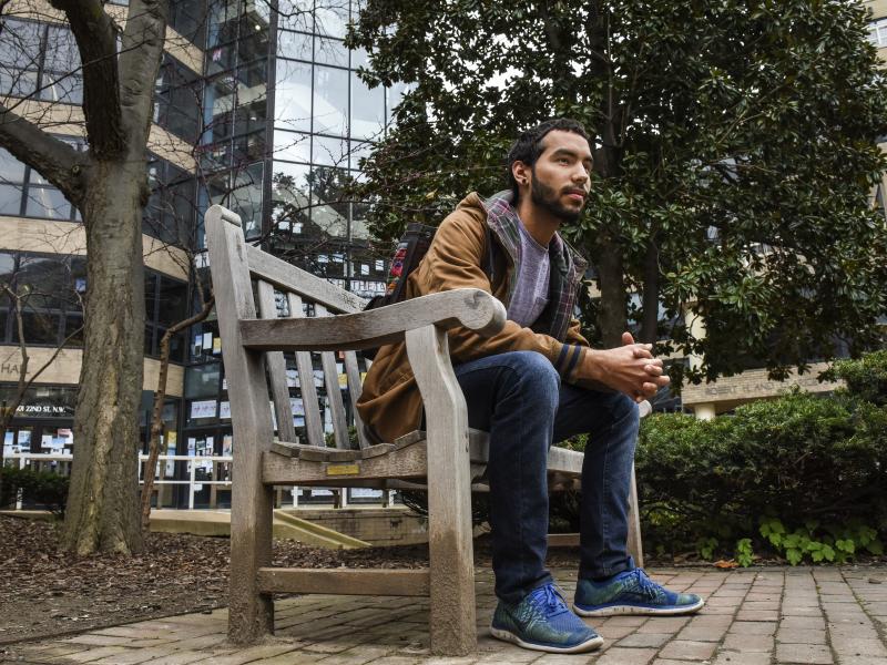 Caleb Torres, a senior at George Washington University, says he ran out of grocery money his freshmen year, so he began skipping meals. Caleb Torres, a senior at George Washington University, says he ran out of grocery money his freshmen year, so he began skipping meals.