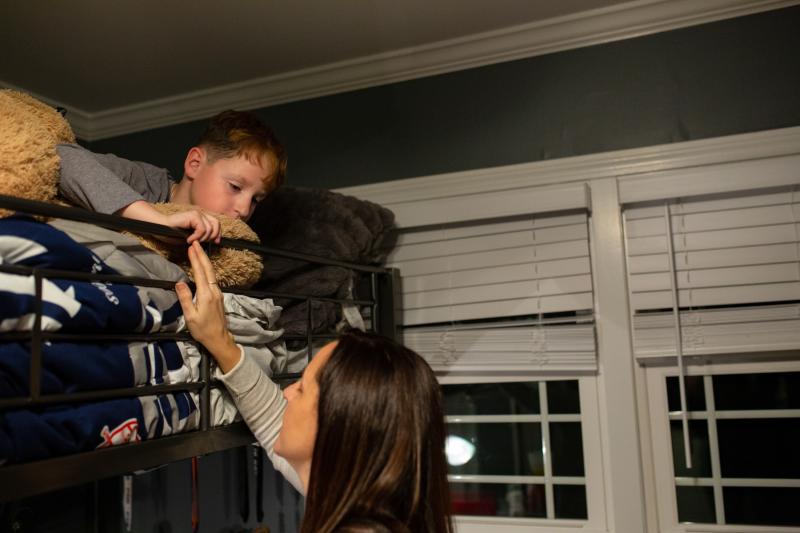 Jessica Calise checks on Joseph as he gets ready for bed. Joseph used to be afraid to sleep alone, but he has learned to be OK with it since his mother learned new parenting approaches. Jessica Calise checks on Joseph as he gets ready for bed. Joseph used to be afraid to sleep alone, but he has learned to be OK with it since his mother learned new parenting approaches.