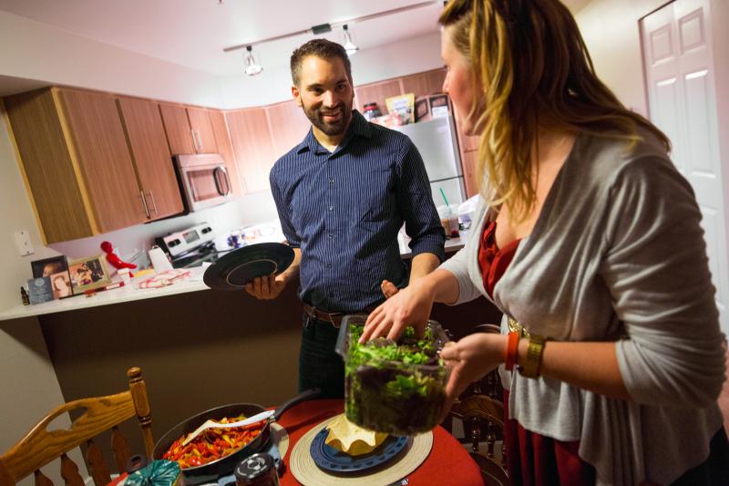 Carlos Romero and girlfriend Kate Rowe sit down for a meal they cooked together. Two years ago, Carlos Romero weighed 437 pounds. Carlos Romero and girlfriend Kate Rowe sit down for a meal they cooked together. Two years ago, Carlos Romero weighed 437 pounds.