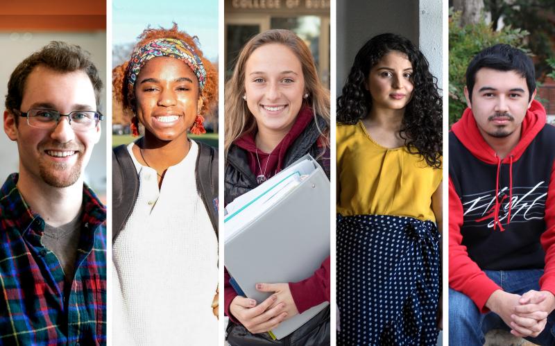 Meet the "nontraditional" college students of today. From left: Evan Spencer, Kim Embe, Bailey Nowak, Diana Platas and Eric Ramos. Meet the "nontraditional" college students of today. From left: Evan Spencer, Kim Embe, Bailey Nowak, Diana Platas and Eric Ramos.