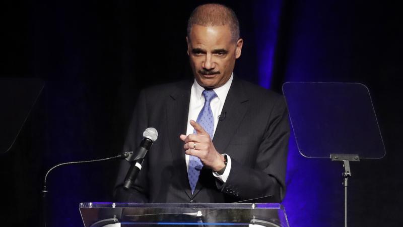 Former Attorney General Eric Holder speaks at the Peabody Hotel in Memphis, Tenn., in April 2018. Former Attorney General Eric Holder speaks at the Peabody Hotel in Memphis, Tenn., in April 2018.