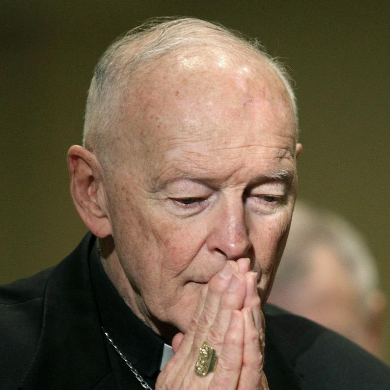Cardinal Theodore McCarrick prays during the United States Conference of Catholic Bishops' annual fall assembly in 2011 in Baltimore. McCarrick was ordered by the Holy See to step down from public ministry as a result of an allegation of sexual abuse. Cardinal Theodore McCarrick prays during the United States Conference of Catholic Bishops' annual fall assembly in 2011 in Baltimore. McCarrick was ordered by the Holy See to step down from public ministry as a result of an allegation of sexual abuse.