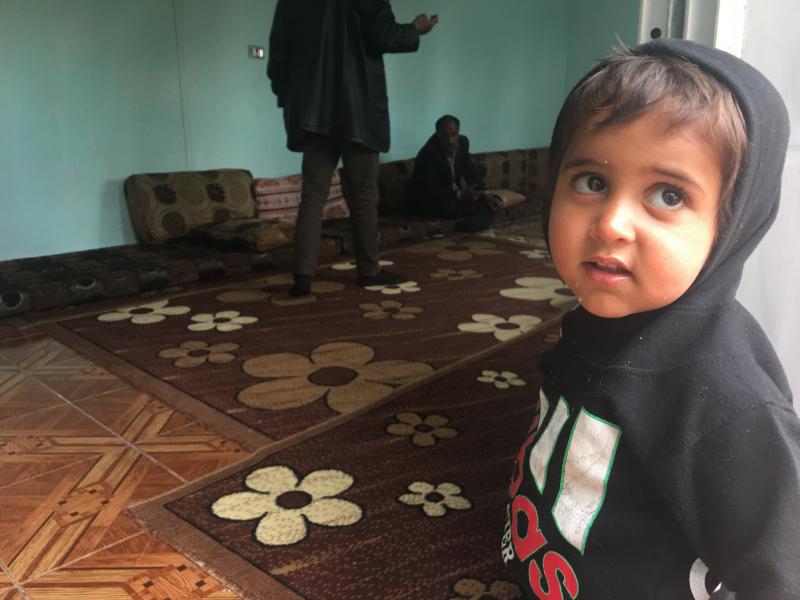 Ibrahim, 2, in northeastern Syria a few hours after his freed Yazidi mother returned to Iraq without him. Ibrahim's father was an ISIS fighter. Although his mother wanted to take him home, the Yazidis do not allow children of ISIS fathers to live with the Ibrahim, 2, in northeastern Syria a few hours after his freed Yazidi mother returned to Iraq without him. Ibrahim's father was an ISIS fighter. Although his mother wanted to take him home, the Yazidis do not allow children of ISIS fathers to live with the