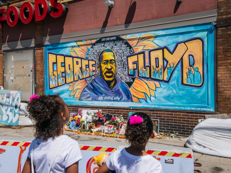 A mural of George Floyd at the intersection where he was murdered in Minneapolis, Minn. A mural of George Floyd at the intersection where he was murdered in Minneapolis, Minn.