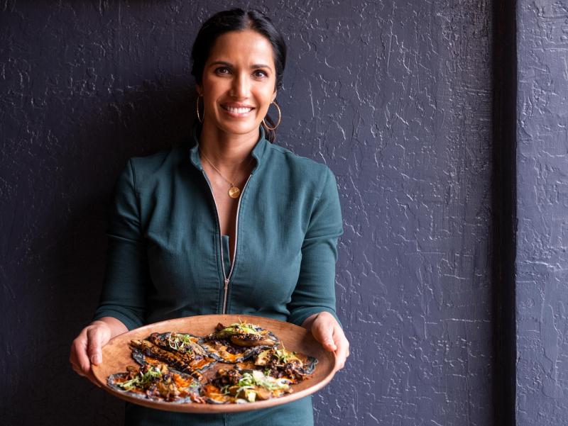Top Chef host Padma Lakshmi began collecting cookbooks and recipes in her teens. In the new Hulu series, Taste the Nation, she travels the country to learn how foods from different cultures contributed to American cuisine. Top Chef host Padma Lakshmi began collecting cookbooks and recipes in her teens. In the new Hulu series, Taste the Nation, she travels the country to learn how foods from different cultures contributed to American cuisine.