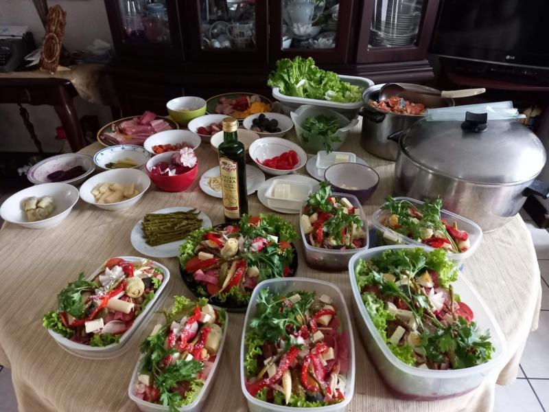 This year, fiambre was made in the garage. Family members came to pick up their share instead of coming together for a festive meal. This year, fiambre was made in the garage. Family members came to pick up their share instead of coming together for a festive meal.