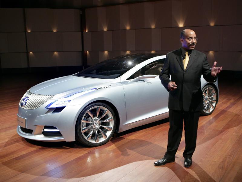 Ed Welburn, vice president of General Motors Global Design, stands with the Buick Riviera concept as it makes its North American debut at the North American International Auto Show in 2008 in Detroit. Ed Welburn, vice president of General Motors Global Design, stands with the Buick Riviera concept as it makes its North American debut at the North American International Auto Show in 2008 in Detroit.