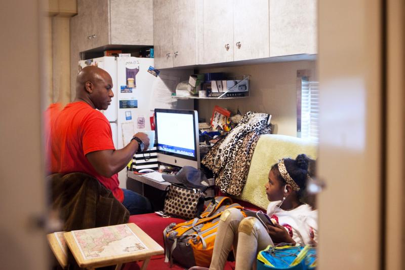 Iverson talks with his daughter, 8-year-old Lila Simone, in their home on the circus train. She and her brother, 12-year-old Matthew Felipe, have grown up in the circus and both now perform in the ring. Iverson talks with his daughter, 8-year-old Lila Simone, in their home on the circus train. She and her brother, 12-year-old Matthew Felipe, have grown up in the circus and both now perform in the ring.