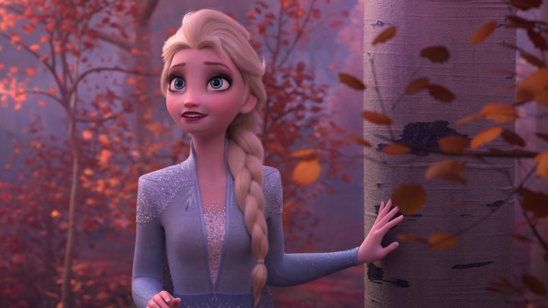 Elsa (voiced by Idina Menzel) is headed for a fall in Frozen II. Elsa (voiced by Idina Menzel) is headed for a fall in Frozen II.