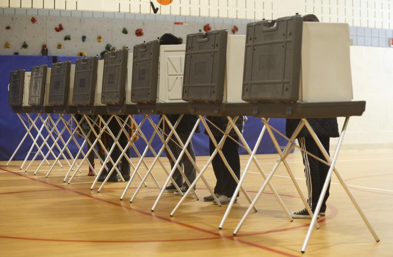 Voters cast their ballots at a polling place at Cromie Elementary School in Warren, Mich., in March. Warren is in Macomb County, considered a critical suburb in the presidential election. Voters cast their ballots at a polling place at Cromie Elementary School in Warren, Mich., in March. Warren is in Macomb County, considered a critical suburb in the presidential election.