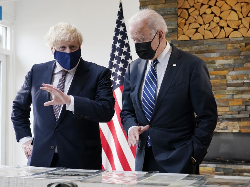 President Biden and British Prime Minister Boris Johnson speak during a bilateral meeting ahead of the G-7 summit on Thursday in Carbis Bay, England. President Biden and British Prime Minister Boris Johnson speak during a bilateral meeting ahead of the G-7 summit on Thursday in Carbis Bay, England.