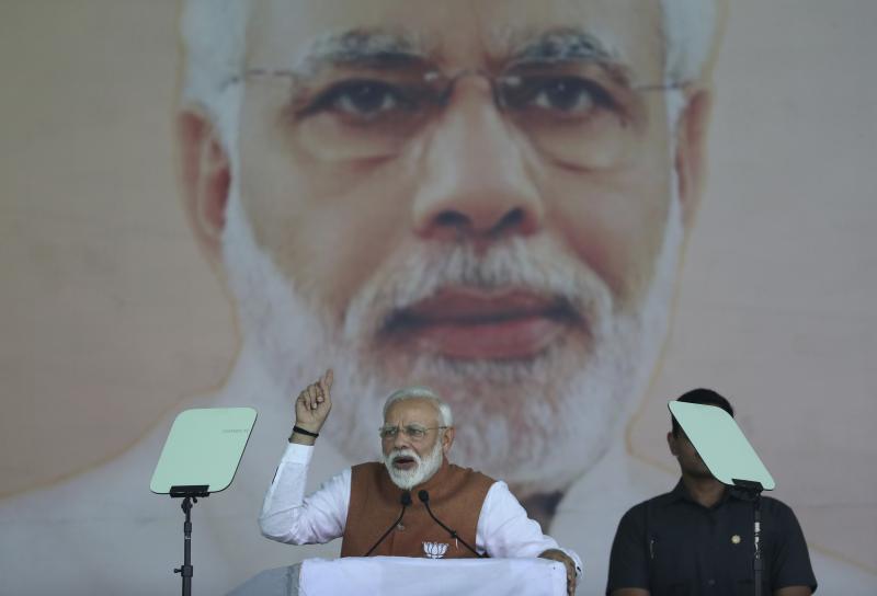 In this March 28 photo, Indian Prime Minister Narendra Modi addresses a campaign rally in Meerut. One of his efforts as prime minister has been to construct millions of toilets to reduce open defecation. In this March 28 photo, Indian Prime Minister Narendra Modi addresses a campaign rally in Meerut. One of his efforts as prime minister has been to construct millions of toilets to reduce open defecation.