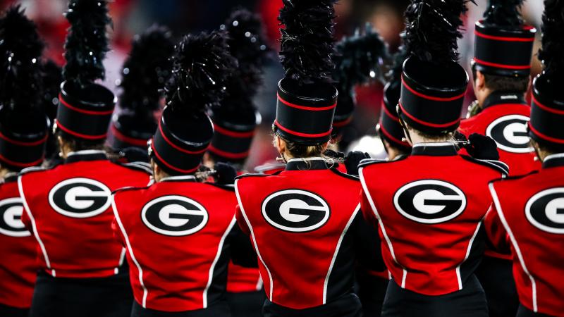The University of Georgia's marching band, seen during a football game last November in Athens. The band's acting director, Brett Bawcum, announced that it would no longer play "Tara's Theme" from Gone with the Wind. The film has attracted criticism for i The University of Georgia's marching band, seen during a football game last November in Athens. The band's acting director, Brett Bawcum, announced that it would no longer play "Tara's Theme" from Gone with the Wind. The film has attracted criticism for i