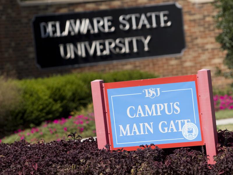 Delaware State University says it has filed a complaint to the U.S. Department of Justice Wednesday to investigate the women's lacrosse team bus stop and search. Here, the main gate of the Delaware State University campus in Dover in September 2007. Delaware State University says it has filed a complaint to the U.S. Department of Justice Wednesday to investigate the women's lacrosse team bus stop and search. Here, the main gate of the Delaware State University campus in Dover in September 2007.