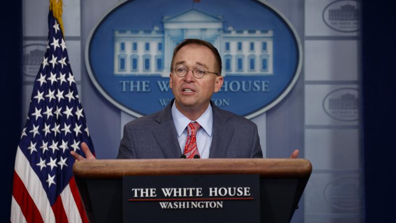 White House chief of staff Mick Mulvaney speaks to reporters in the White House press briefing room on Thursday. White House chief of staff Mick Mulvaney speaks to reporters in the White House press briefing room on Thursday.