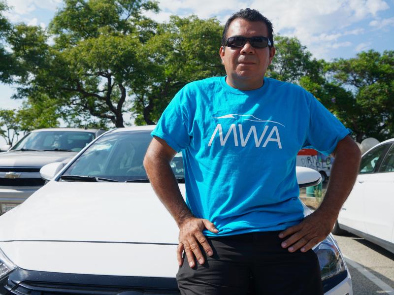 Leonardo Diaz lives in Los Angeles and drives for Uber and Lyft. He says he misses employee health and paid leave benefits he used to receive when he worked as a valet. Leonardo Diaz lives in Los Angeles and drives for Uber and Lyft. He says he misses employee health and paid leave benefits he used to receive when he worked as a valet.